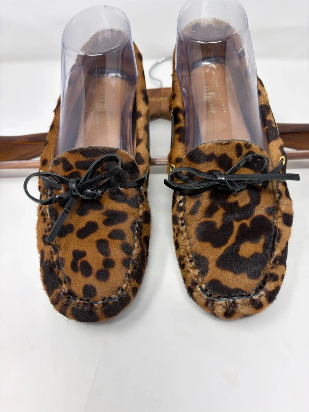 The Original Car Shoe Calf Hair Leopard Print Moccasin Driving Loafers Size 7.5